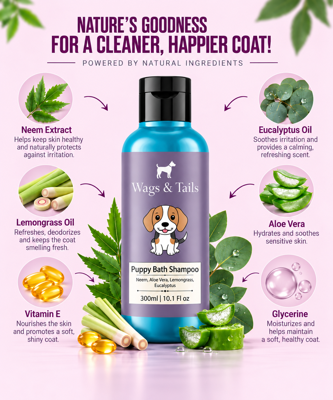 Puppy Bath Shampoo + Conditioner for Dogs and Cats