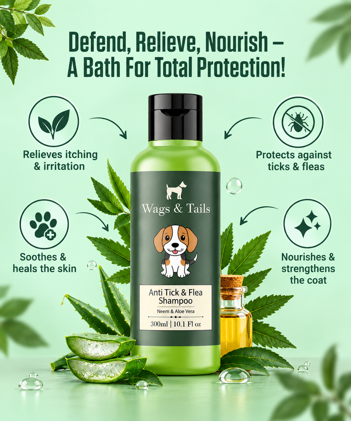 Anti Tick & Flea Shampoo + Conditioner for Dogs and Cats