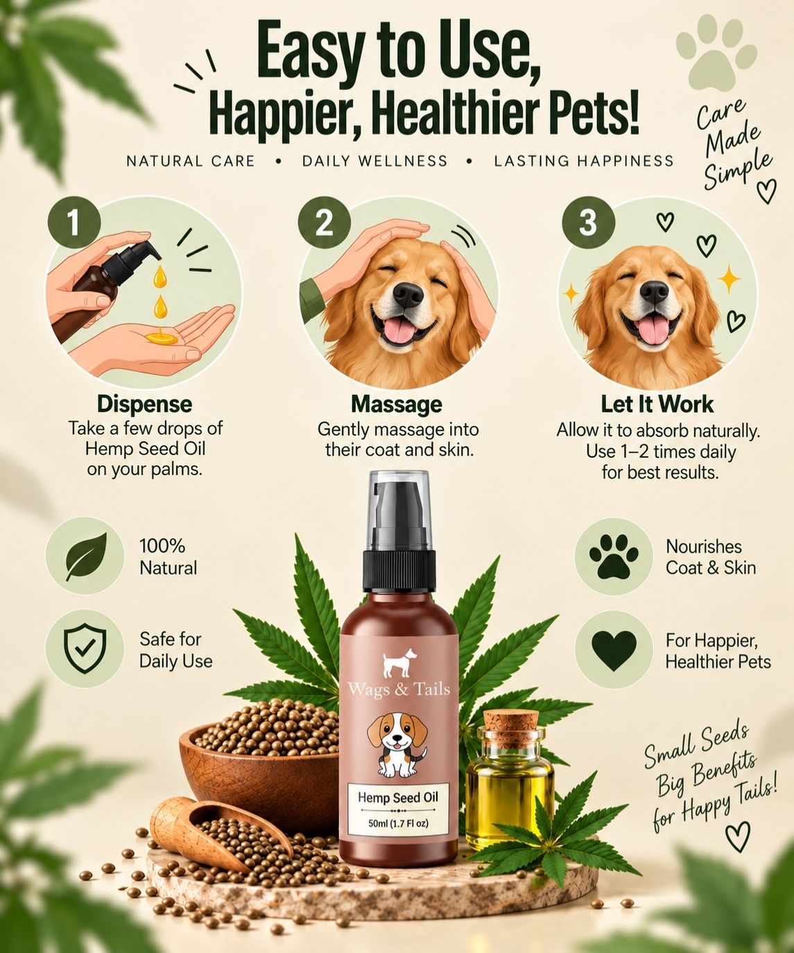 Hemp Seed Oil for Dogs & Cat