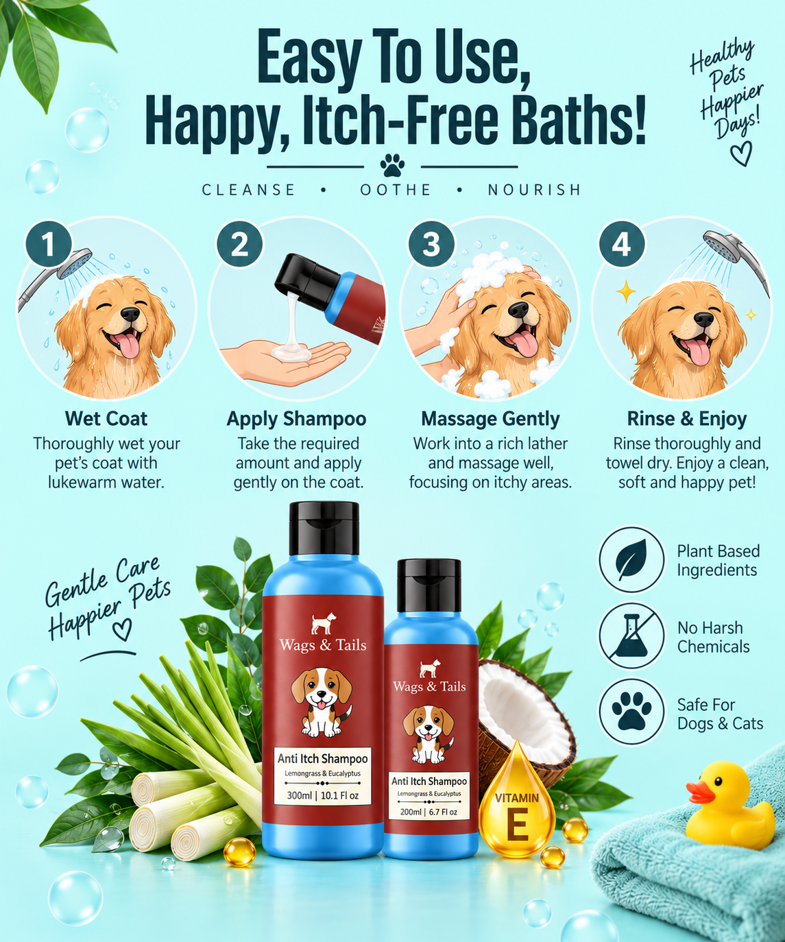 Anti Itch Shampoo + Conditioner for Dogs and Cats