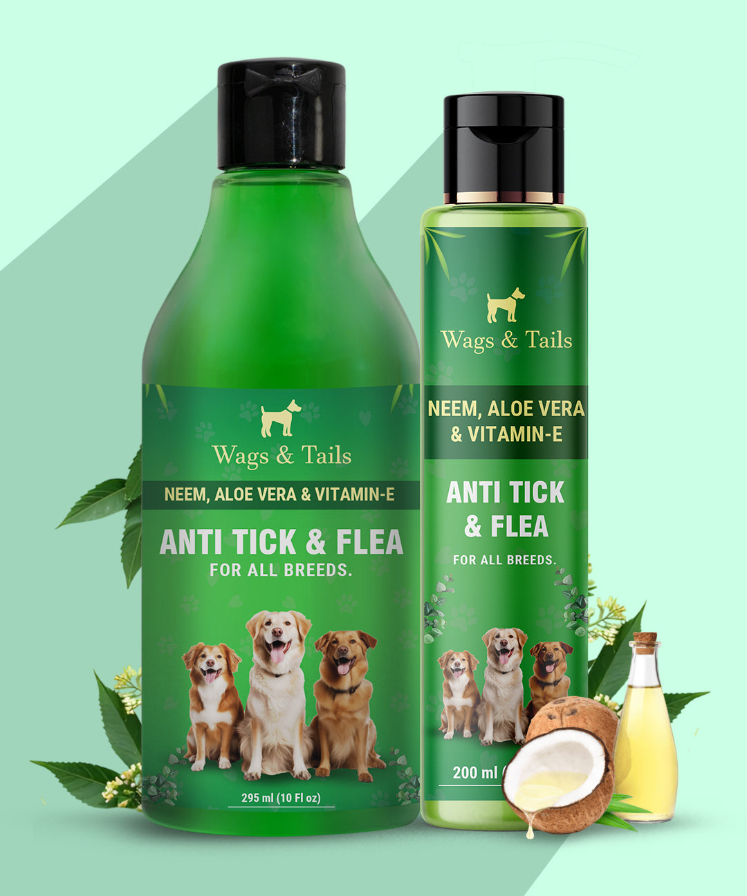 Anti Tick & Flea Shampoo + Conditioner for Dogs and Cats