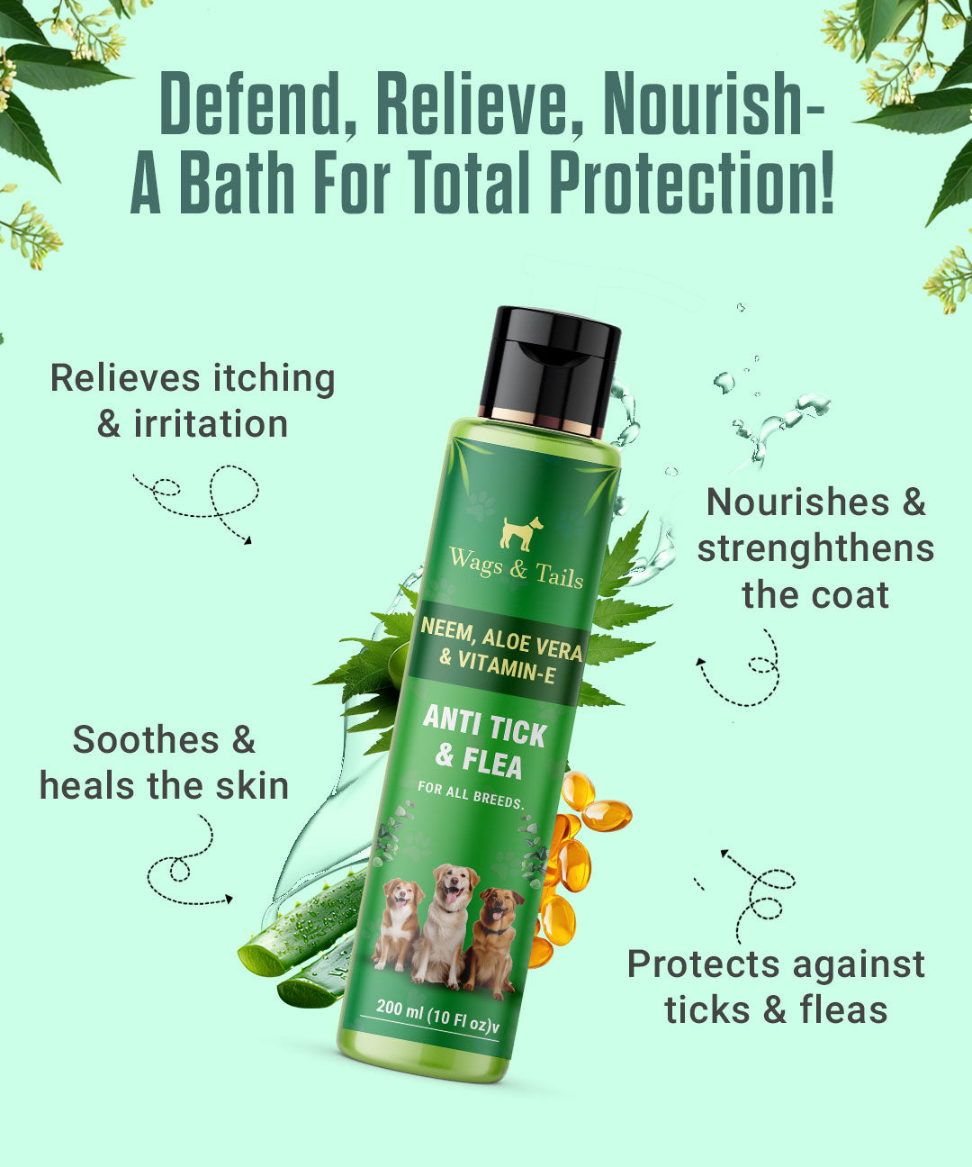 Anti Tick & Flea Shampoo + Conditioner for Dogs and Cats